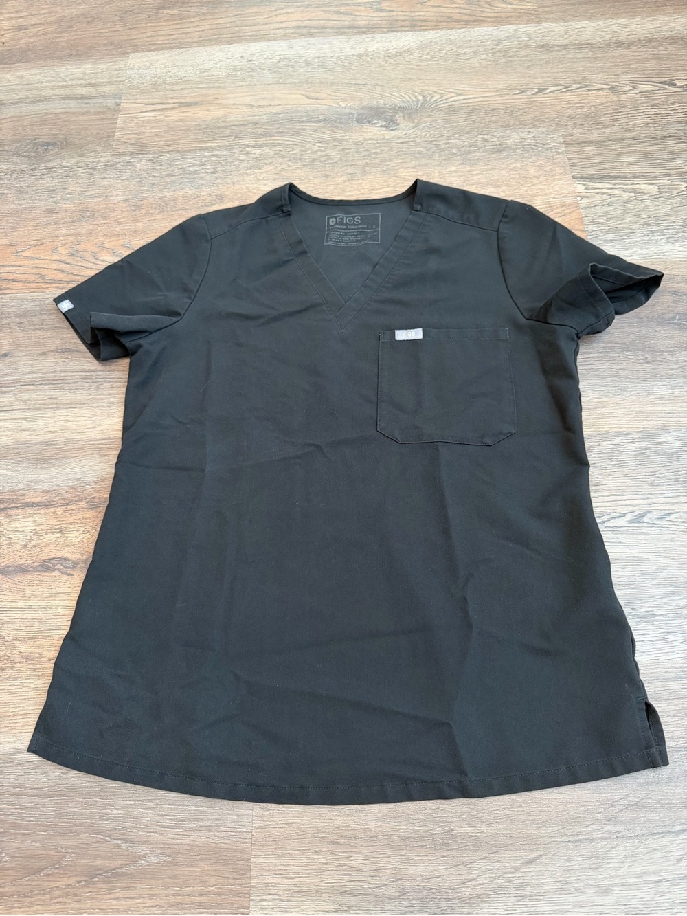 FIGS Catarina Scrub Top Black Size Small V Neck Womens Medical Scrubs
